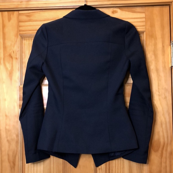 Navy Blue White Pinstripe Accent Blazer - Picture 5 of 8